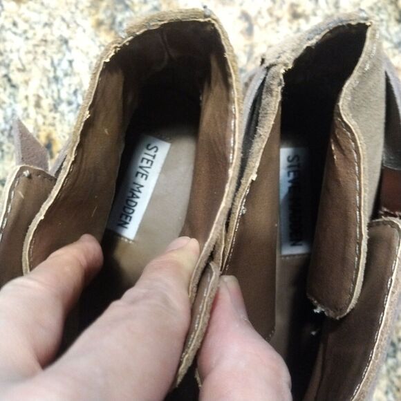 Steve Madden Quesstt Ankle Boots Brown Leather Buckle Strap Detail Women's Sz 9 - Picture 12 of 13